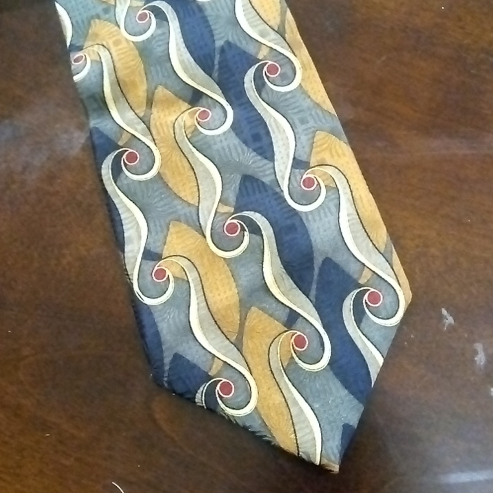Ziggurat Longs By Mulberry Silk Tie Extra Long EUC